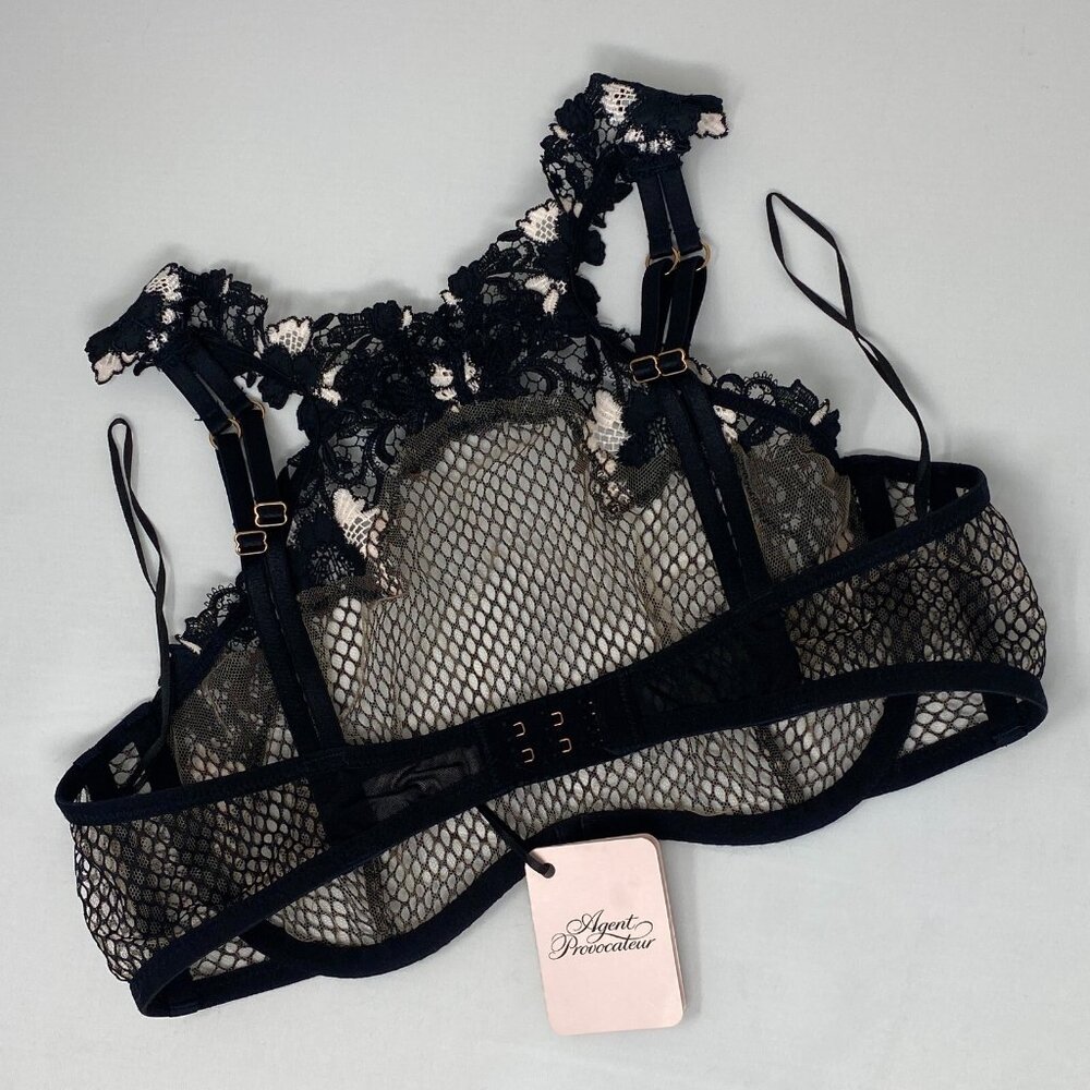 Agent Provocateur Eliza Black Pink Bra AP3 Medium NWT - Picture 9 of 10